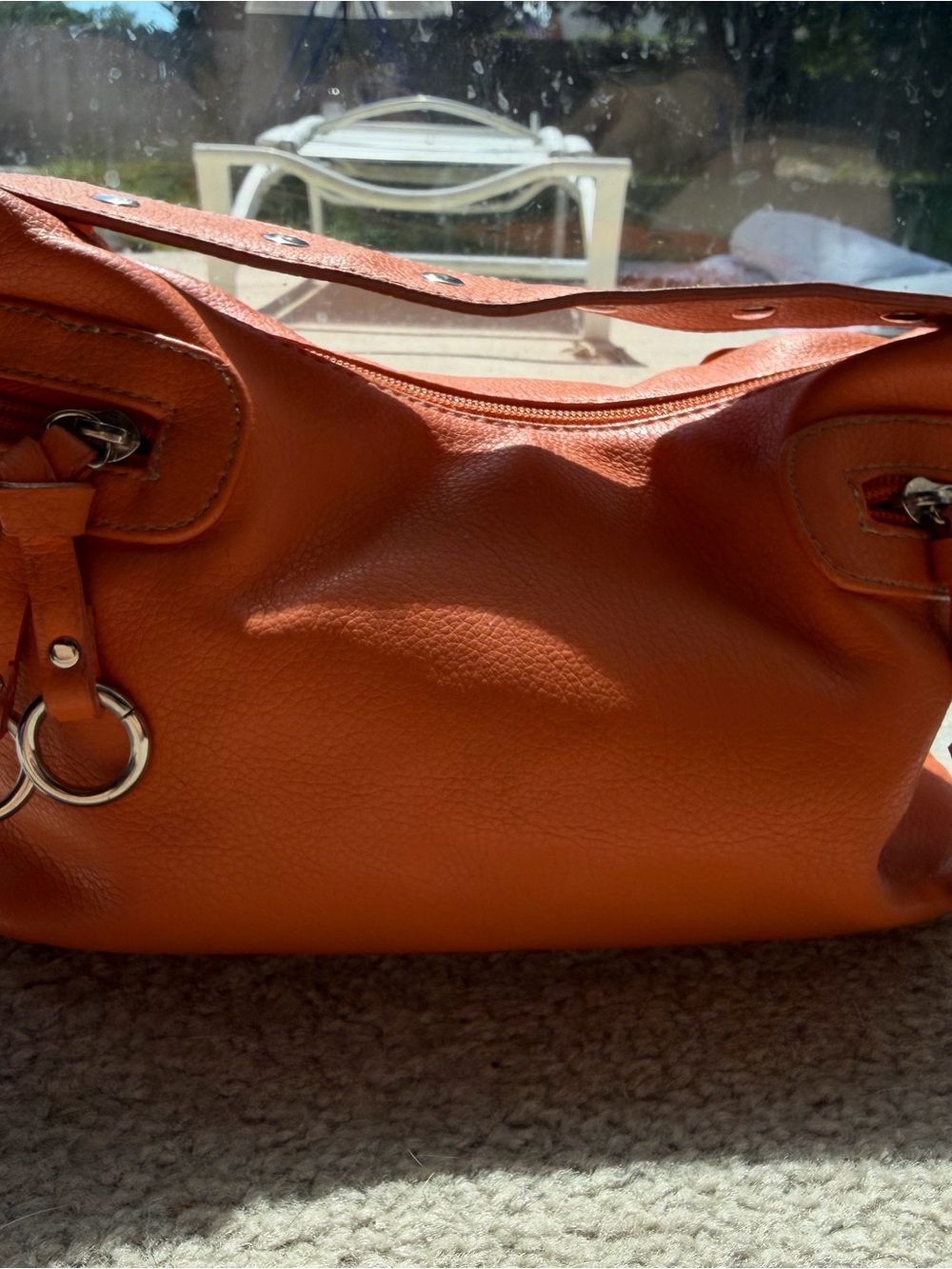 St. John's Bay Vintage-Style Pebbled Leather Orange Shoulder Bag